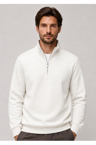 Redline Runi Basic Regular Fit Pamuklu Kışlık Sweatshirt Beyaz
