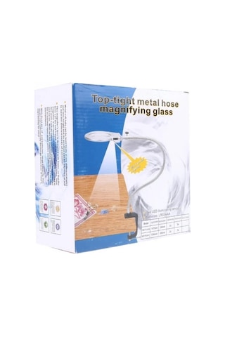 -2.5x130 Mm 5x24 Mm Led Aydınlatmalı Büyüteç,masa Üstü Metal Hortum Mandallı-mg15124-c