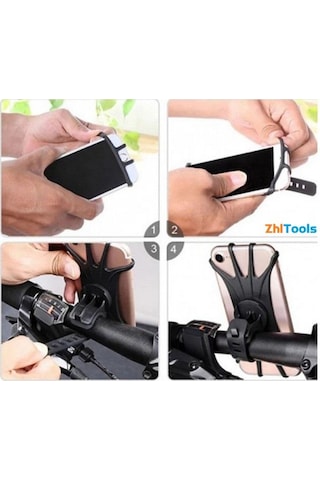 Zhltools Bisiklet Motorsiklet Atv Motosiklet Gidon Telefon Tutucu Tutacağı Lastikli Akrobat Siyah Siyah