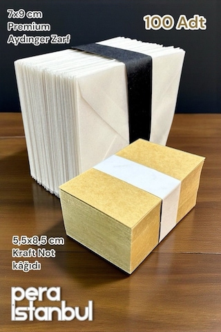100 Adet Mini Zarf 70mmx90mm Aydınger Zarf Hediye Doğum Günü Dilekleri Zarfı Kraft Not Kartlı