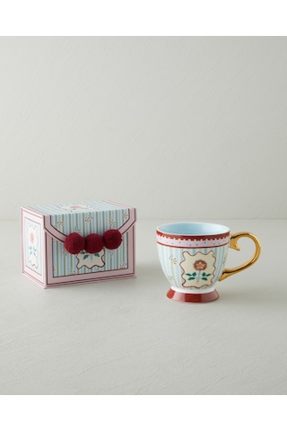 Nostalgic Wildflower New Bone China Kupa 460 Ml Mavi Bordo