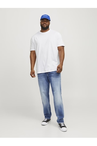 Jack & Jones Büyük Beden Düz Bisiklet Yaka Tisört - Bradley - 12250623 WHITE