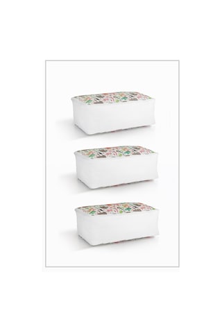 Vedsey 3 Lü Set & 50x25x20 Cm Sevimli Hayvan Baskılı Hurç & Baza Altı - Dolap İçi Düzenleyici Beyaz