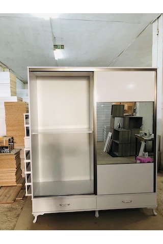 Doğandekorasyon Diştan Çekmeceli 180 Cm Ve 220 Cm Sürgülü Dolap Gardirop Raydolap