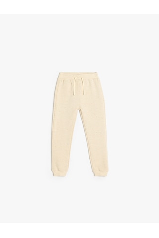 Koton Pamuklu Beli Bağcıklı Basic Jogger Eşofman Altı Ekru 5smb40080tk Ekru