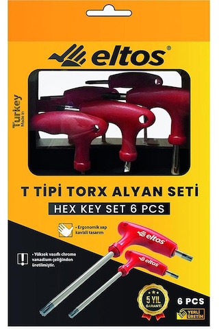 Eltos Tas006 T Tipi Torx Allen Anahtar Takımı Seti 6 Parça