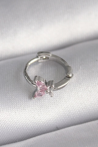 316l Çelik Gümüş Renk Pembe Zirkon Taşlı Tragus Piercing Çok Renkli