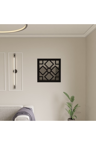 Dekoratif Pleksi Aynalı Ahşap Duvar Süsü Siyah