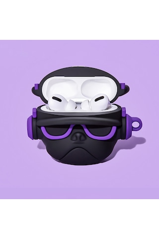 Bipower Apple Uyumlu AirPods 1-2. Nesil Kılıf Star Bulldog Mor