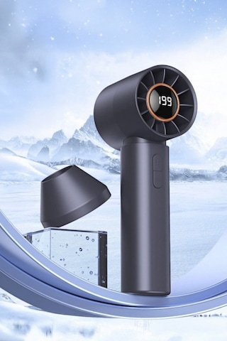 Taşınabililir Mini Usb Şarjlı Turbo Dijital Ekranlı El Vantilatör Fan Soğutucu T12 Gri