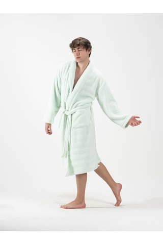 Welsoft Şalyaka Bornoz Mint Yeşili Peluş Sabahlık Mint Yeşili