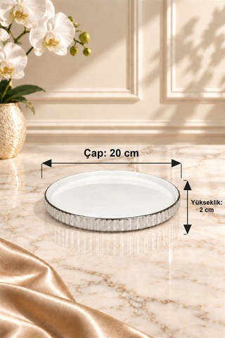 Linea Serisi Yuvarlak Servis Tabağı 20 Cm Gümüş