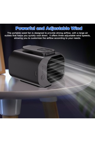 Ranyeek 6000mah Usb Bel Fani, 3 Seviye Rüzgar Hızı, Taşınabilir Outdoor Soğutucu, Siyah Standart Model