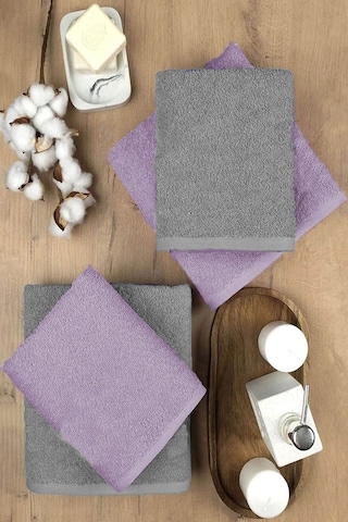 4 Lü Banyo Havlusu Takımı Soft Büyük Havlulu Pamuklu Havlu Seti 90x150 Cm Gri 001