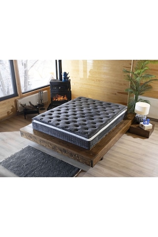 Mu&bah Gri Ultra Ortopedik Hilal Pedli Paket Yaylı Tavşan Tüyü Kumaş Yatak 120x200