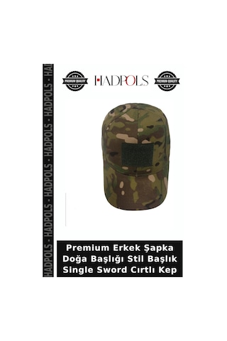 Hadpols Premium Erkek Şapka Doğa Başlığı Stil Başlık Single Sword Cırtlı Kep Kamuflaj