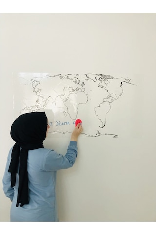 Dilsiz Dünya Haritası Yazı Tahtası Akıllı Kağıt Tahta Statik Tutu-Şeffaf