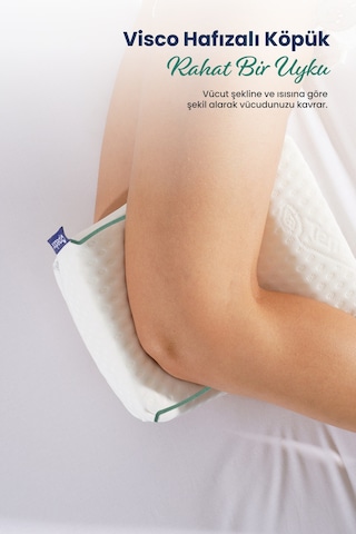 Bacak Arası Ortopedik Yastık Diz Arası Visco Yastık 25x19x14 Cm Beyaz