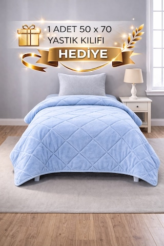 Welsoft Lüx Yorgan Tek Kişilik 155 X 215 Cm Açık Mavi