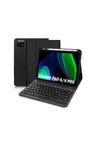 Xiaomi Pad 6 / Pad 6 Pro 11 Uyumlu Bluetooth Özellikli Standlı Kalem Bölmeli Klavyeli Kılıf