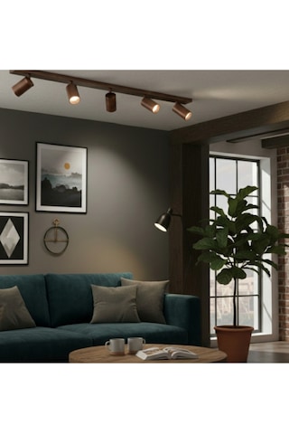 Mylights Beşli 5 Li Bakır Eskitme Fırçalı Gu10 Led Tavan Spot Hareketli Başlıklı Tasarruflu Modern Avize Bakır