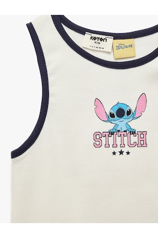 Koton Stitch Baskılı Kaşkorse Kolsuz Lisanslı Atlet Ekru 6skg30071ak