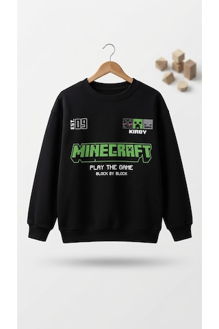 Emila Kids Erkek Çocuk Sweatshirt - Siyah- Baskılı İki İplik %100 Pamuk