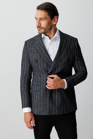 Erkek Siyah Slım Fıt / Dar Kalıp Geniş Kırlangıç Ceket-20007 Siyah