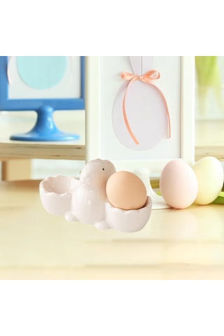 Suntek Seramik Yumurta Kupası Masa Tepsisi Ev Dekoru Beyaz
