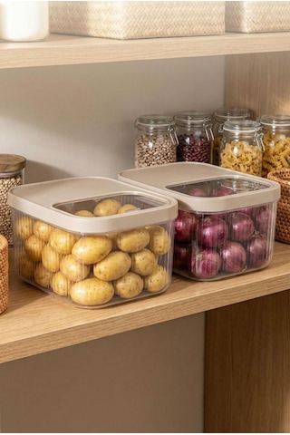 2'li 12 Lt Multibox Vizon Kayar Kapaklı Saklama Kabı & Erzak Kabı & Patates Soğan Kovası Siyah