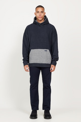 AC&Co / Altınyıldız Classics Erkek Indıgo Melanj Oversize Bol Kesim Kapüşonlu Desenli Pamuklu Sweatshirt İndigo
