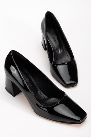 Suins Shoes Suins Melby Model Kadın 6.5 Cm Topuklu Rugan Ayakkabı siyah