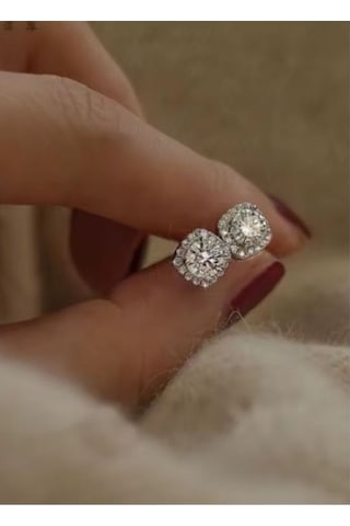 925 Ayar Gümüş Zirkon Taşlı Çiçek Saplama Küpe Gümüş