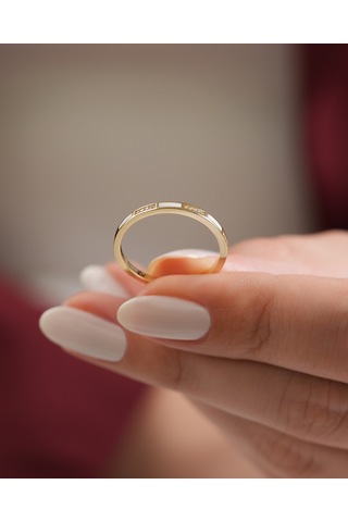 Debora Jewelry 14 Ayar Altın Beyaz Mineli Yüzük