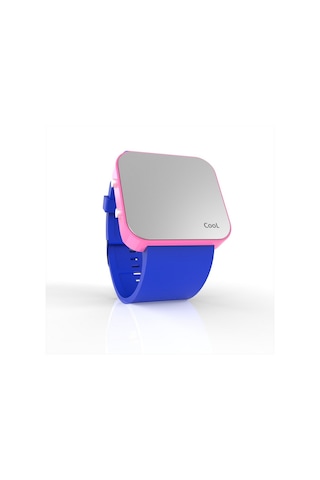 Cool Watch Saat - Pembe Led Kasa - Mavi Kayış Unisex