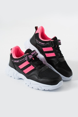 Adımist Çocuk Ortopedik Cırtlı Hafif Unisex Sneaker Spor Ayakkabı Maf Cırtlı Siyah - Fuşya