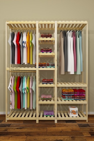 Tres Açık Ahşap El Yapımı Elbise Dolabı