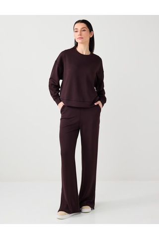 Jimmy Key Jimmy Key Acı Kahve Uzun Kollu Bisiklet Yaka Modal Örme Sweatshirt 5ww235403803 Kahverengi