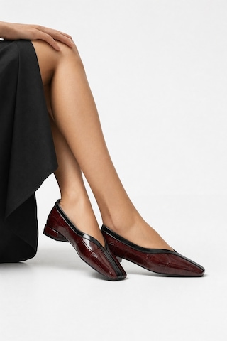 Luvi Shoes Helene Bordo Baskı Kadın Babet Ayakkabı