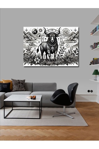 Kanvas Tablo Astroloji Ve Siyah Boğa 50cmx70cm