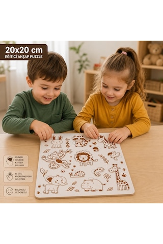 Deniz Dostları Eğitici Ahşap Puzzle 20x20 Cm Okul Öncesi Zeka Geliştirici Oyuncak