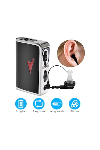 Mini Taşınabilir İşitme Cihazları Ses Amplifikatörü 8 Seviye Ses Kontrolü Pillerle Çalışan