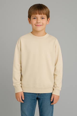 Noble Kids Erkek Çocuk Şardonlu Oversize Basic Sweatshirt Krem