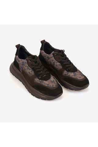 Kemal Tanca Erkek Hakiki Deri Kamuflaj Desenli Multi Spor&sneaker Ayakkabı 25198 Siyah - Kahverengi
