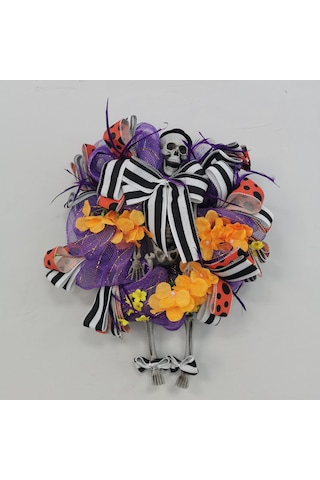 Hfambition Korkunç Halloween Gövde Simgeliği Yuvarlak Çiçek Ağı, Ev Kapısı Dekorasyonu, Korku Atmosferi Oluşturucu Unsur, Kalanpapağan Desenli, Ev Dekoru Aracı Çok Renkli