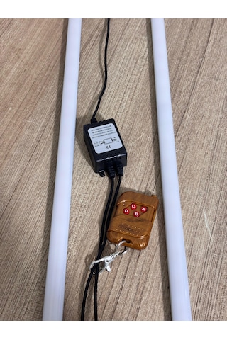 Cam Kenarı Yanıp Sönen Led Lamba 2 Li Uzaktan Kumandalı, 12 Modlu, Sarı Beyaz Işık 12v 120 Cm
