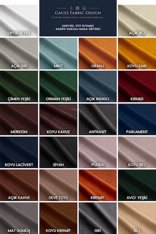Gauze Fabric Design Kadife Dokulu Dertsiz Masa Örtüsü, Safir Koyu Kiremit