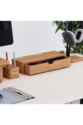 Desna Tek Katlı Tek Çekmeceli Dolap - Kiraz 34 Cm Uzunluk X 12.1 Cm Derinlik X 7.2 Cm Woodsaka Doğal Ahşap