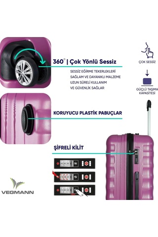 Vegmann Delphin Violet 3 Lü Valiz Seti Mor