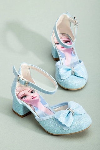 Nese Shoes Kız Çocuk Fiyonklu Prenses Topuklu Ayakkabı Mavi